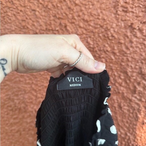 Vici Mademoiselle Belle Smocked Polka Dot Black And White *shrank* Size Medium - Picture 2 of 2